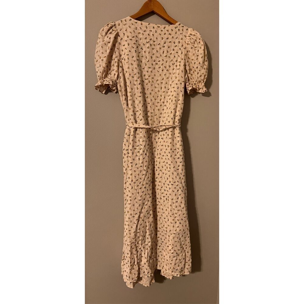 English Factory S Puff Sleeve Midi Dress Yellow Microfloral Cottagecore Milkmaid - Picture 10 of 14